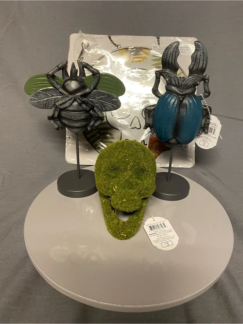 Target Moss Skull and Blue-Green Beetle Accent Set with skull sun catcher